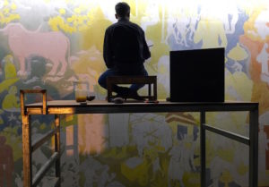 A work-in-progress at Kochi Muziris Biennale 2016. Photo: Skye Arundhati